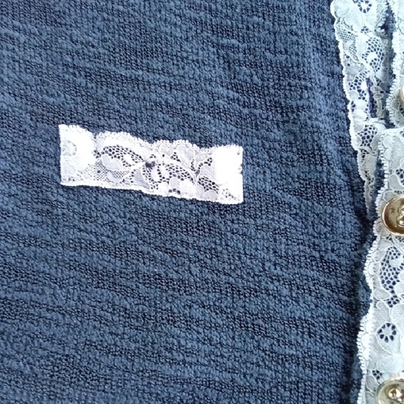 Womans L Aleesa W. Collection Blue Lace Trim Cardigan - Picture 4 of 7